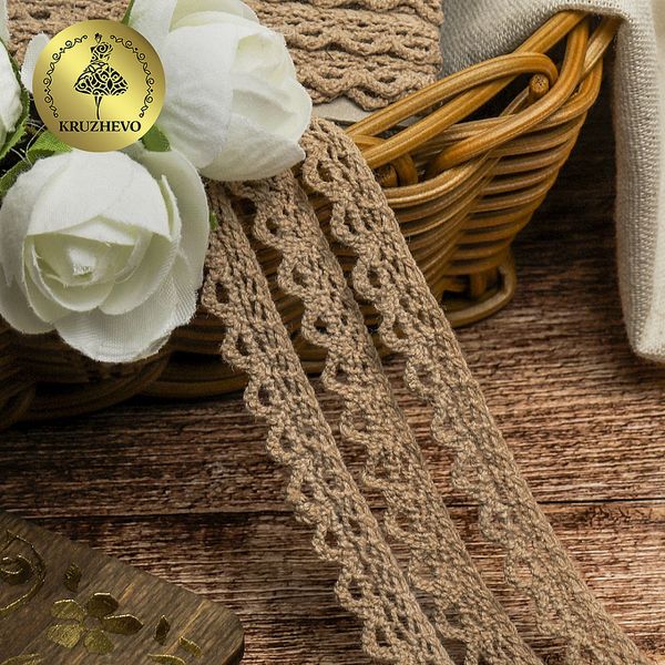 Кружево вязаное (тесьма) 10 мм / 10 метров, цв.30 капучино, Kruzhevo
