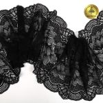 Кружево бельевое эластичное Kruzhevo 190 мм / 3 м, 6391, цв.02 черный /TOS/