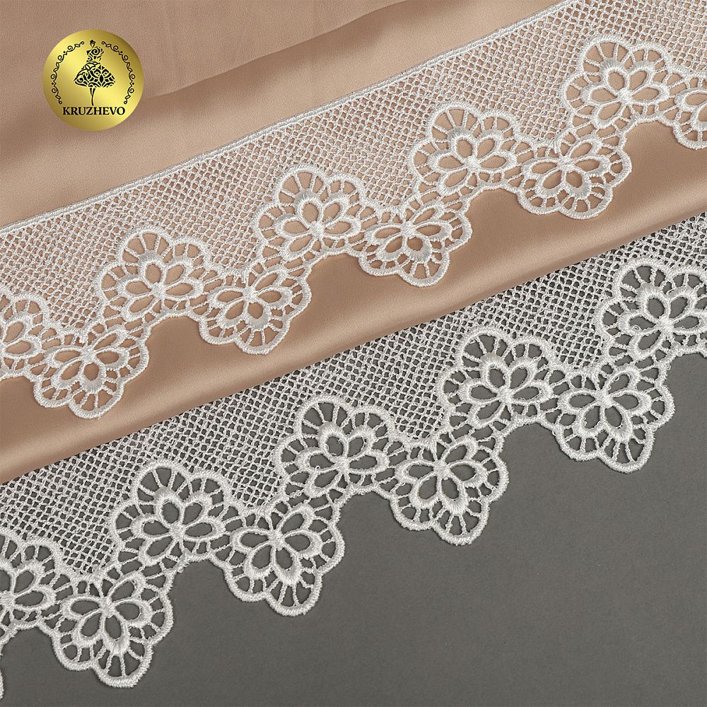 Кружево гипюр (плетёное) 80 мм, TR.0741 цв.01 белый уп.9м, Kruzhevo