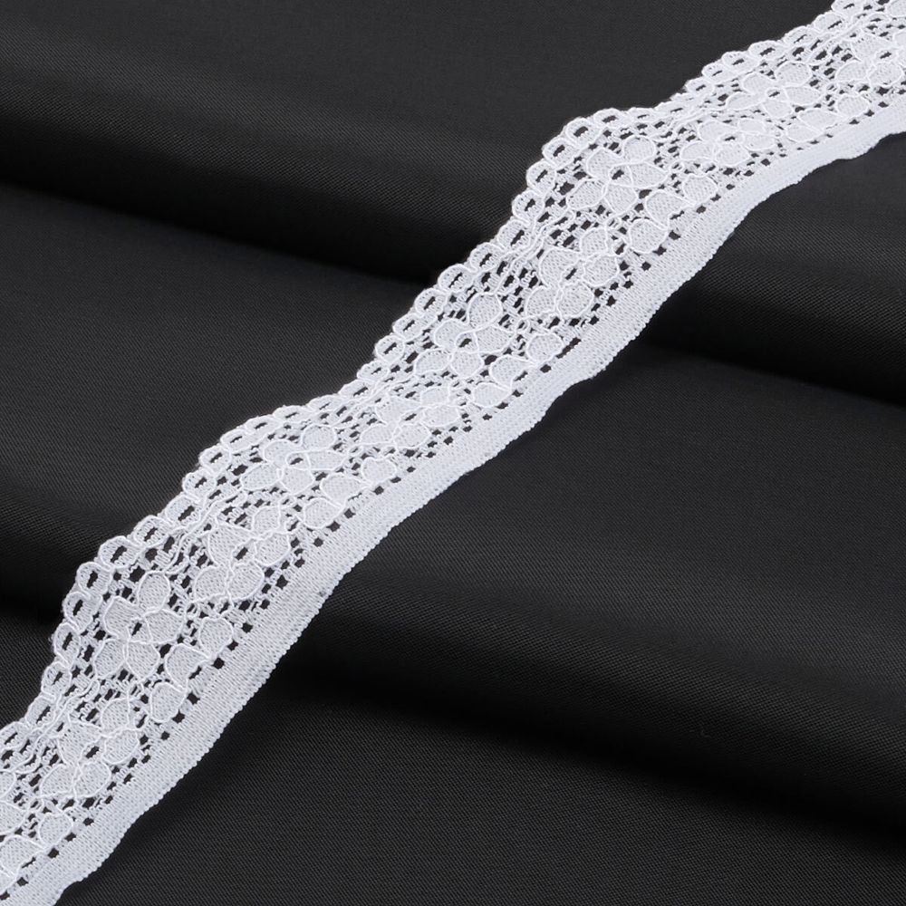 Кружево эластичное (стрейч) 25 мм / 50 метров, отбеленный, К009.025