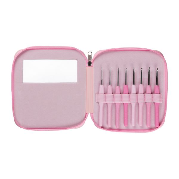 Набор крючков для вязания ⌀2.0-6.0 мм, 14 см, алюминий в пенале /2; 2.5; 3; 3.5; 4; 4.5; 5; 6 мм/, Gamma CHP-01