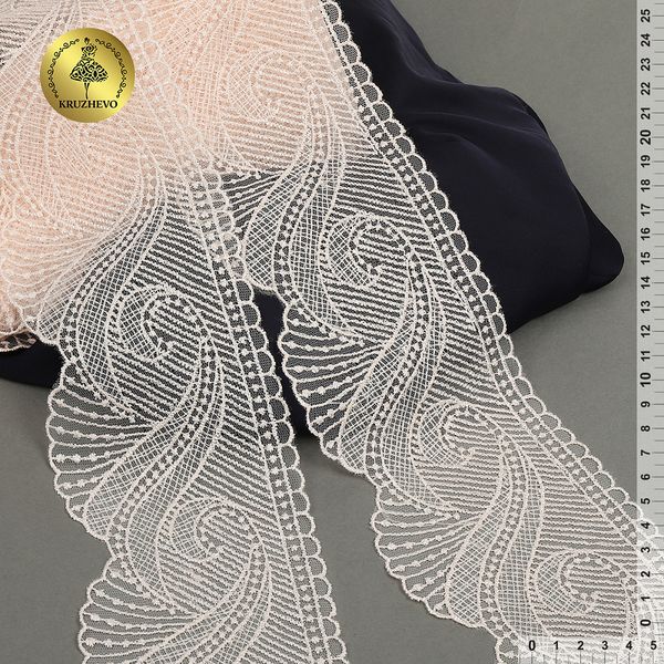 Кружево на сетке широкое 100 мм, TR.2107, розовый, 13.5м, Kruzhevo