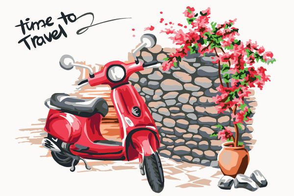 Картина по номерам Фрея, на картоне Красный скутер, 20х30 см