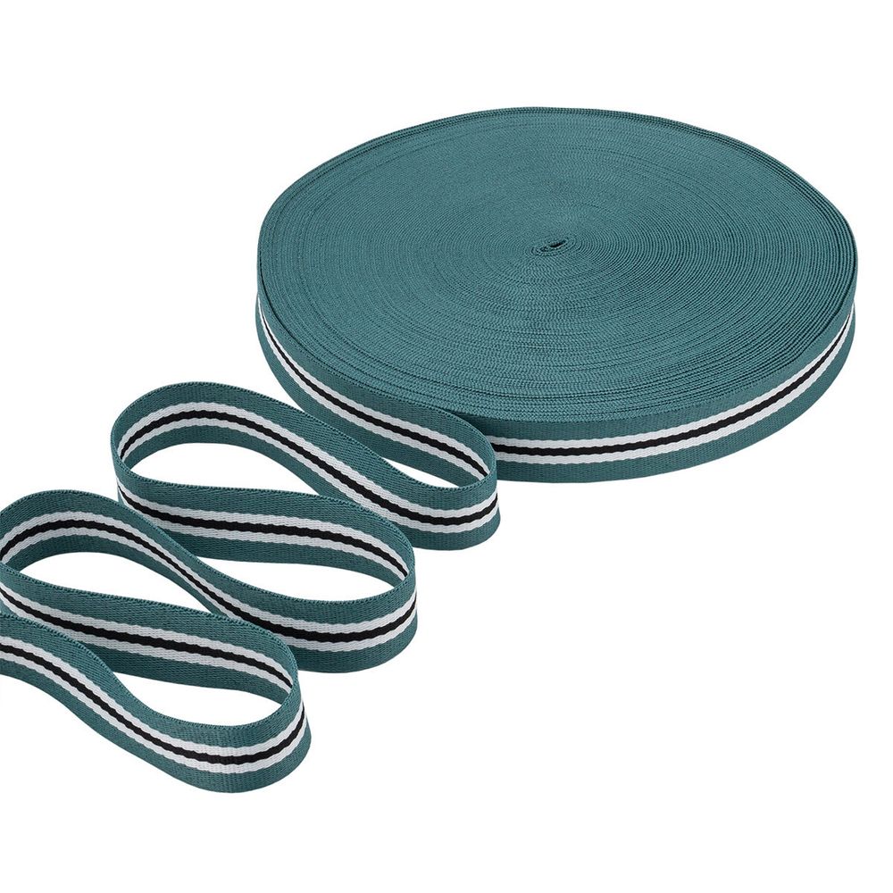 Стропа (ременная лента) 30 мм / 50 метров, с принтом 2-сторонняя, 1254 джинсовый/белый/черный, 3Al361