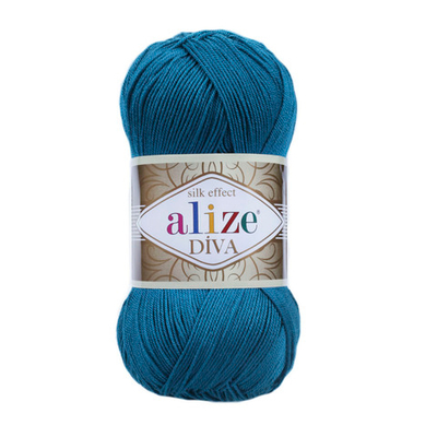Пряжа Alize (Ализе) Diva / уп.5 мот. по 100 г, 350м, 646 темно-бирюзовый A