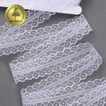 Кружево отделочное в стиле "трикотаж" 30 мм, 1659-1 цв.01 белый, 27.4 м