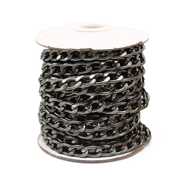 Цепь алюминиевая 15,6 мм, 9,8 мм, боб(10 м) (чер.никель) K12325