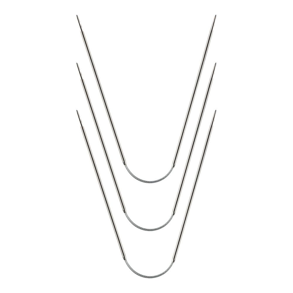 Спицы чулочные металл гибкие ⌀2.0 мм, 21 см, никель, Gamma KNF-3