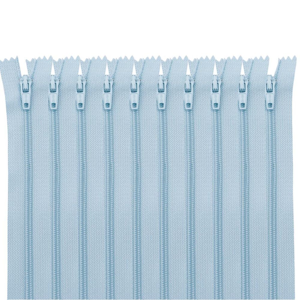 Молния спираль (витая) брючная Т3 (3 мм) 1 зам., н/раз., 20 см, автомат, св.голуб, 30123, 10 шт