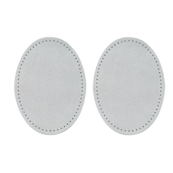 Заплатки пришивные из замши овал 8х10.9 см, с перфорацией, 2 шт, 100% кожа, 25 серо-белый, 59124