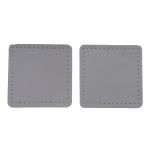 Заплатки пришивные из кожи, квадрат 6см с перфорацией, 2 шт, 100% кожа, 07 серый, 9112