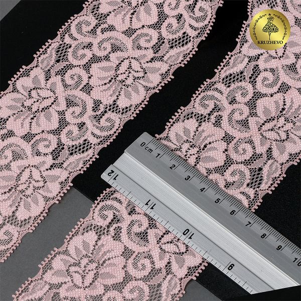 Кружево эластичное (стрейч) 65 мм, 266, цв.S851 св.розовый уп. 25 м, Kruzhevo