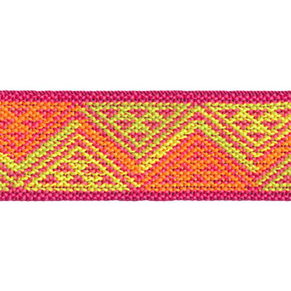 Резинка для подтяжек (помочная) 25.0 мм / 20 метров, жаккардовая, 000639 яр.малин./л.желт./салат./оранж, Gamma 16с3893