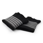 Манжеты трикотажные 8.0х9.0 см, 1 пара, средней плотности, 18 кл, 2х1, цв. черн/с серыми полосками