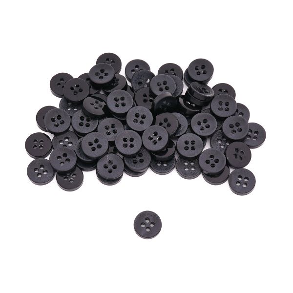Пуговицы 4 прокола 18L=11 мм, пластик, Blk-02 черный, 72 шт, CN2842