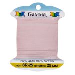 Лента (тесьма) шелковая 25.0 мм / 9.1±0.5 метров, 066 бл. розовый, Gamma SR-25