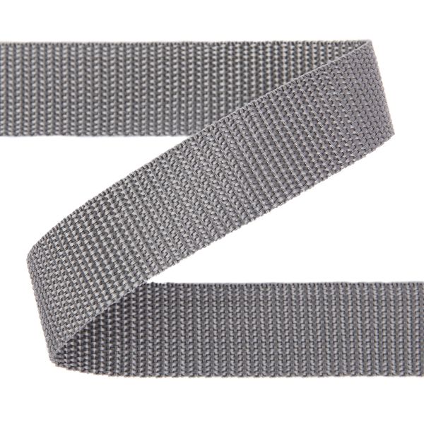 Стропа (ременная лента) 25 мм / 25 метров, толщ. 1.29 мм, [16.6 г/пог.м], 100% п/п, серый, Gamma С3870Г17