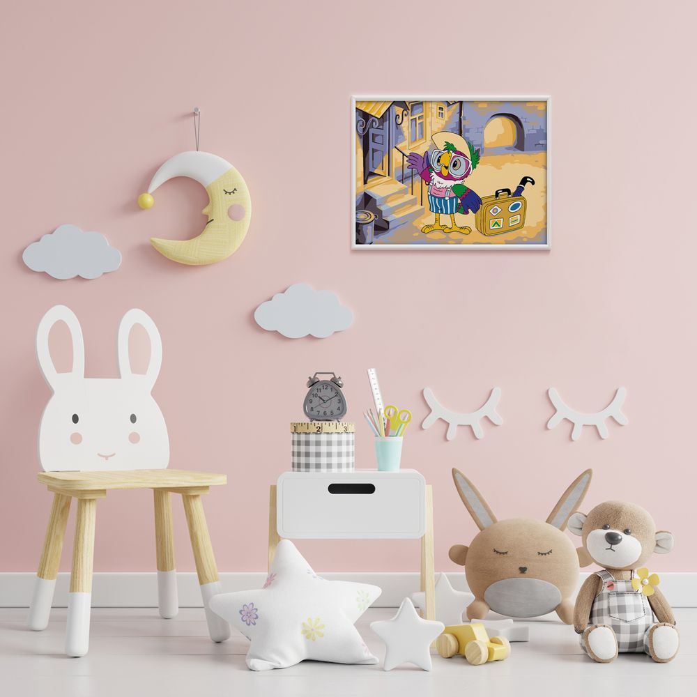 Картина по номерам Фрея, Союзмультфильм. Попугай Кеша-путешественник, на картоне, 40х30 см