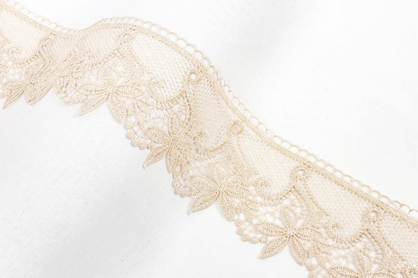 Кружево гипюр (плетёное) 80 мм / 10 м, бежевый, Gamma GGM-8001