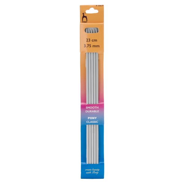 Спицы чулочные Pony ⌀3.75 мм, 23 см, алюминий, 5 шт, 38619