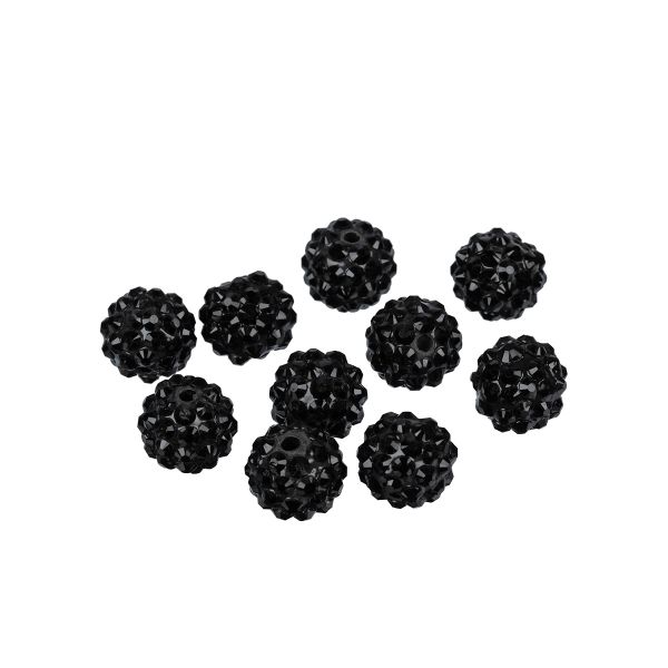 Бусины пластик ⌀14 мм, 10 шт, №01 черный, Zlatka BWR-14