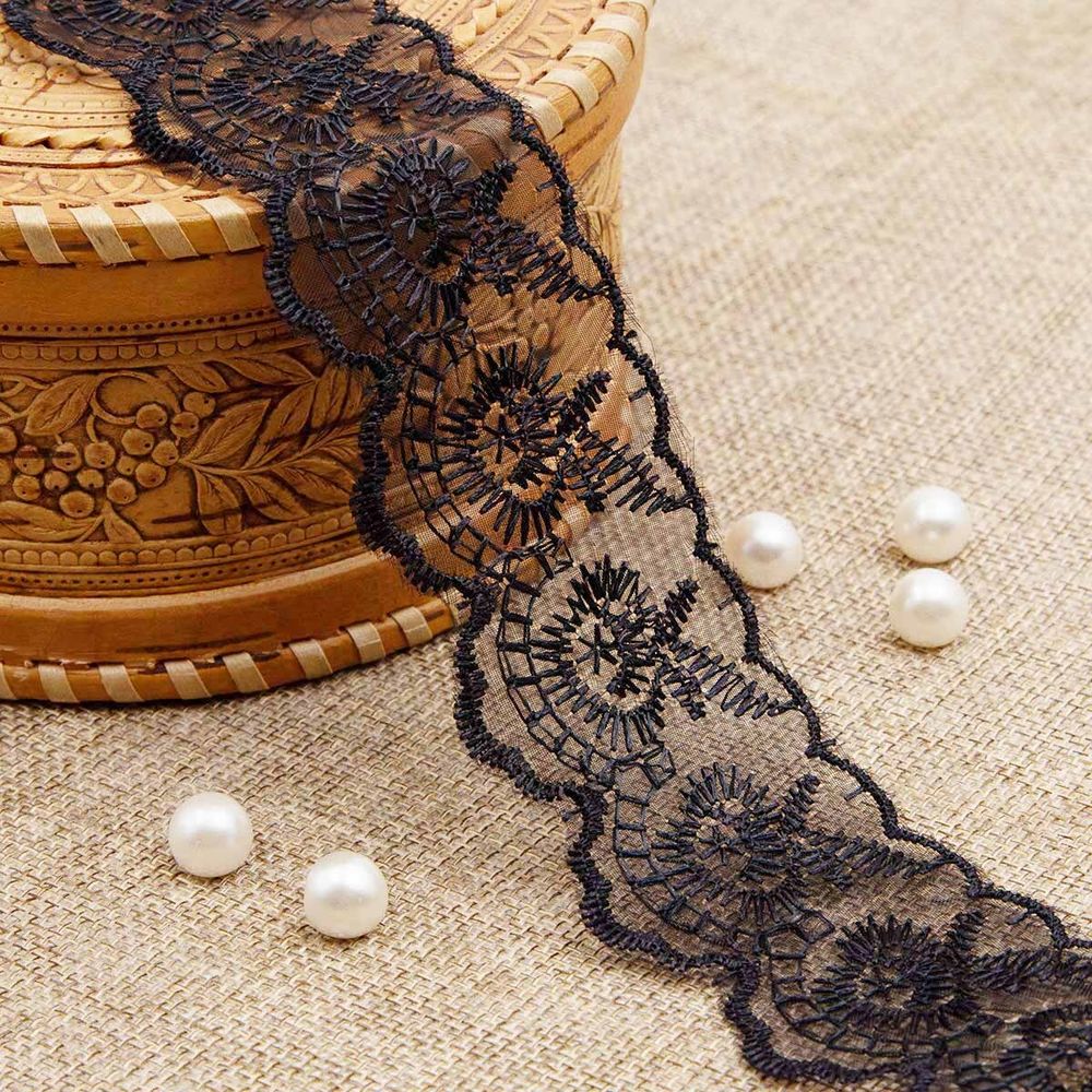 Кружево капроновое 45 мм / 13.71м 0574-2020, цв.черный