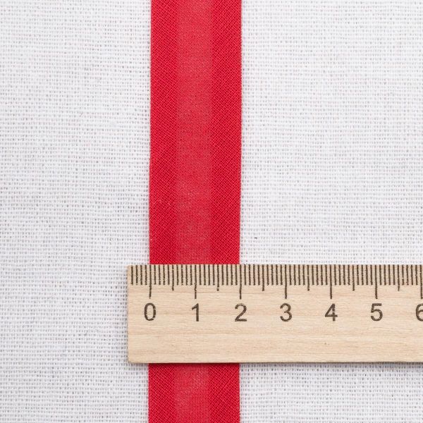 Косая бейка хлопковая 20 мм / 132±1 метра, 037 красный, 6112-0009