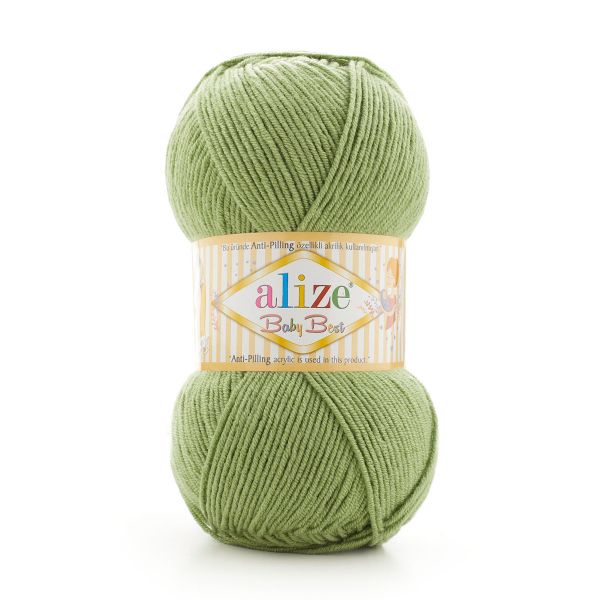Пряжа Alize (Ализе) Baby Best / уп.5 мот. по 100 г, 240м, 485 зеленная трава A