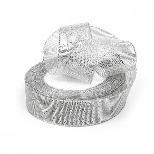 Лента металлизированная 25.0 мм / 22.85±1 метра, цв. серебро, Magic4Hobby, упак. 4 шт