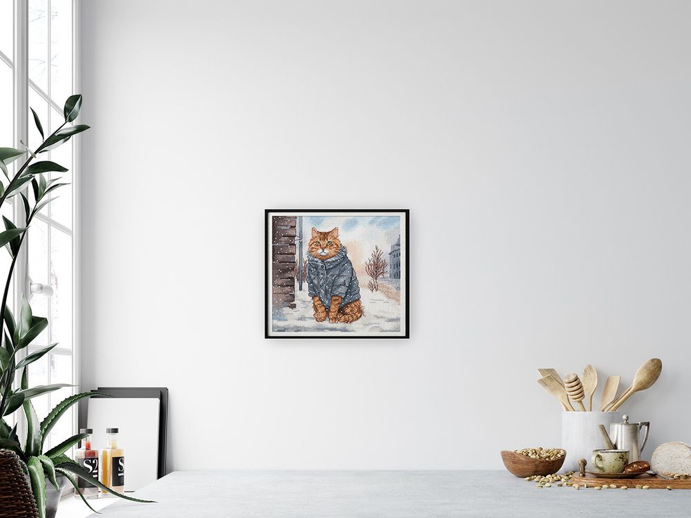 Набор для вышивания нитками Panna J-7500, Мартовский кот, 16х16 см