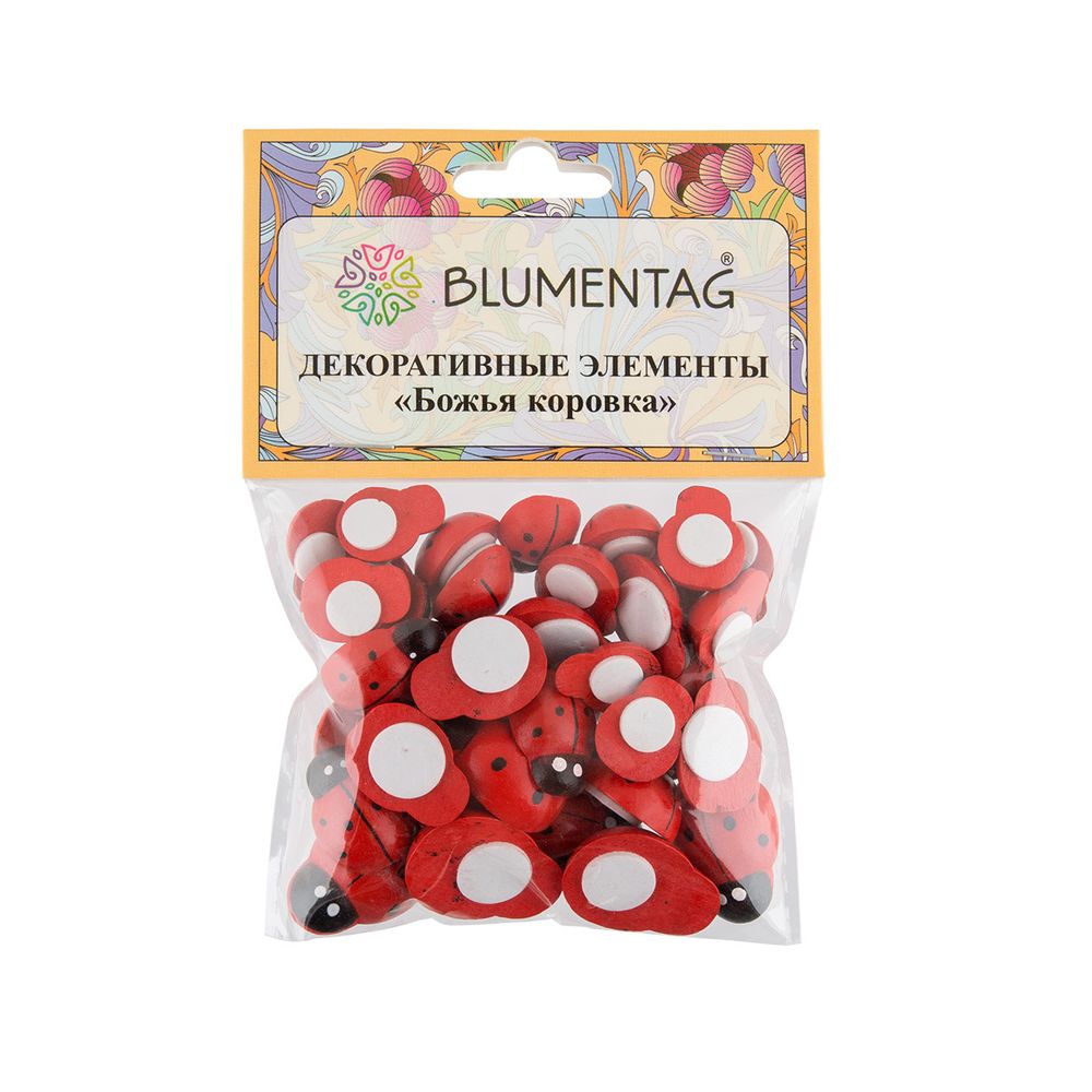 Декоративные элементы 5х24 шт, 1.8 см, Божья коровка/красный, Blumentag WLBF-02