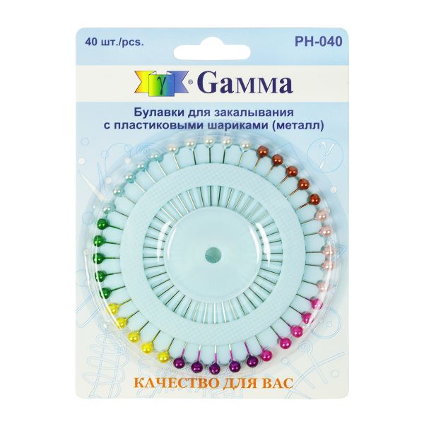Булавки наметочные ромашка 33 мм, сталь 40 шт, большие, Gamma PH-040
