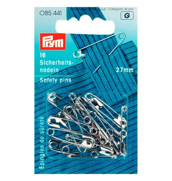 Булавки английские 27 мм, сталь, 16 шт, под никель, Prym 085441