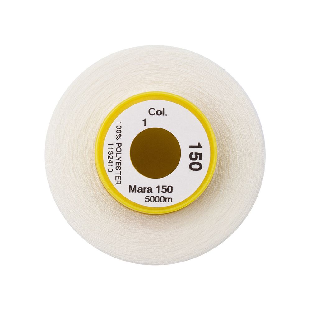 Нитка особо тонкая Gutermann Mara №150 (150/2), 5000 м, 713961, цв. 001 молочный, 1 катушка