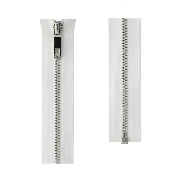 Молния металл Т3 (3 мм) 1 зам., разъем., 80 см, декор, с брелоком серебро, белый брелок DEK Premium, SDV-3 Gamma, 1 шт