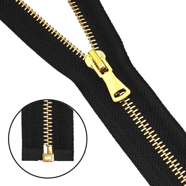 Молния металл Т5 (5 мм) 1 зам., разъем., 60 см, золото, 580 черный, 5 шт
