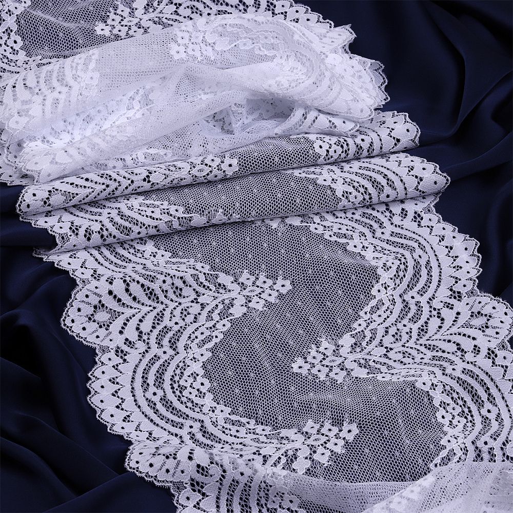 Кружево бельевое эластичное 230 мм / 3 м, 8036 цв.01 белый, Kruzhevo