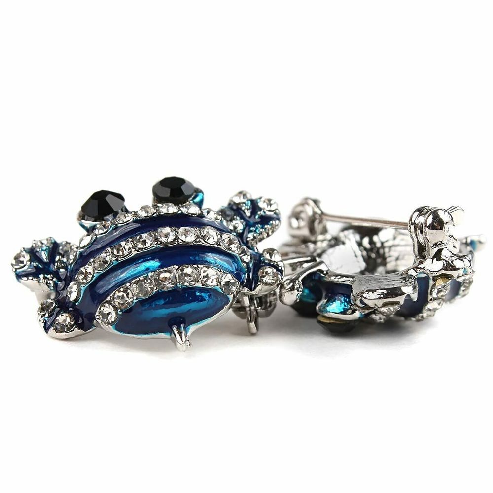 Брошь декоративная 25х21 мм, Silver синий с серебром, 2 шт /TOS/