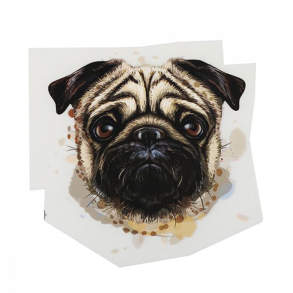 Термотрансфер арт.1246 Мопс 11.8х12см, уп.2 шт