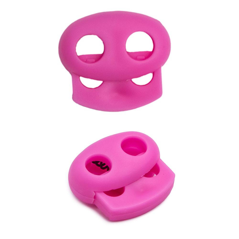 Фиксатор (зажим) для шнура пластик 2 отв., ⌀4.0 мм, 14х17 мм, овал малый ПП, розовый, 100 шт