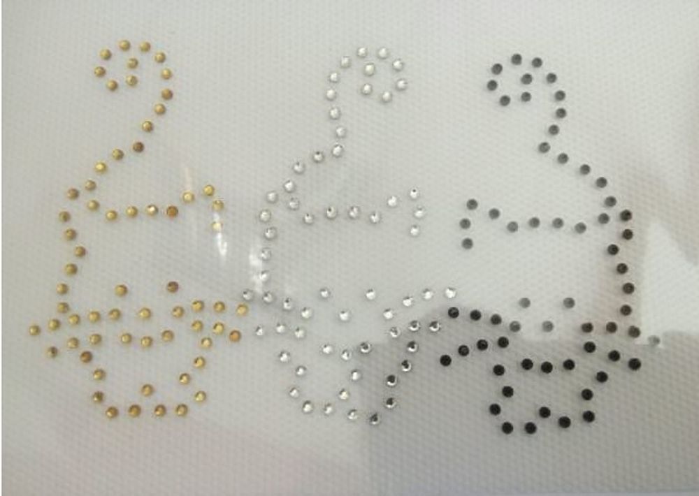 Термоаппликация из страз Котята 7х10см цв.топаз+кристалл+черный, 5 шт