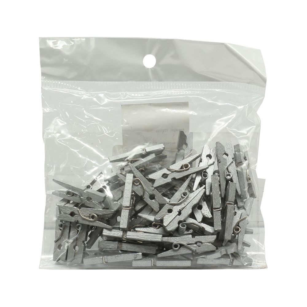 Прищепки цветные 2,5см (серебро), 50 шт