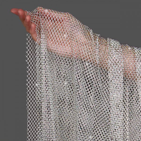 Сетка бельевая со стразами 100 г/м², шир.140 см / 13.71 метра, 2025 цв.1 белый /2025.01/