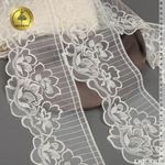 Кружево на сетке широкое 120 мм, 40484, цв.W0115 молочный уп.13.7м, Kruzhevo