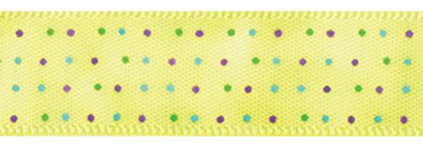 Лента атласная с рисунком 12.0 мм / 22.8±1 метра, D3/058 круги/желтый, Gamma ALP-125