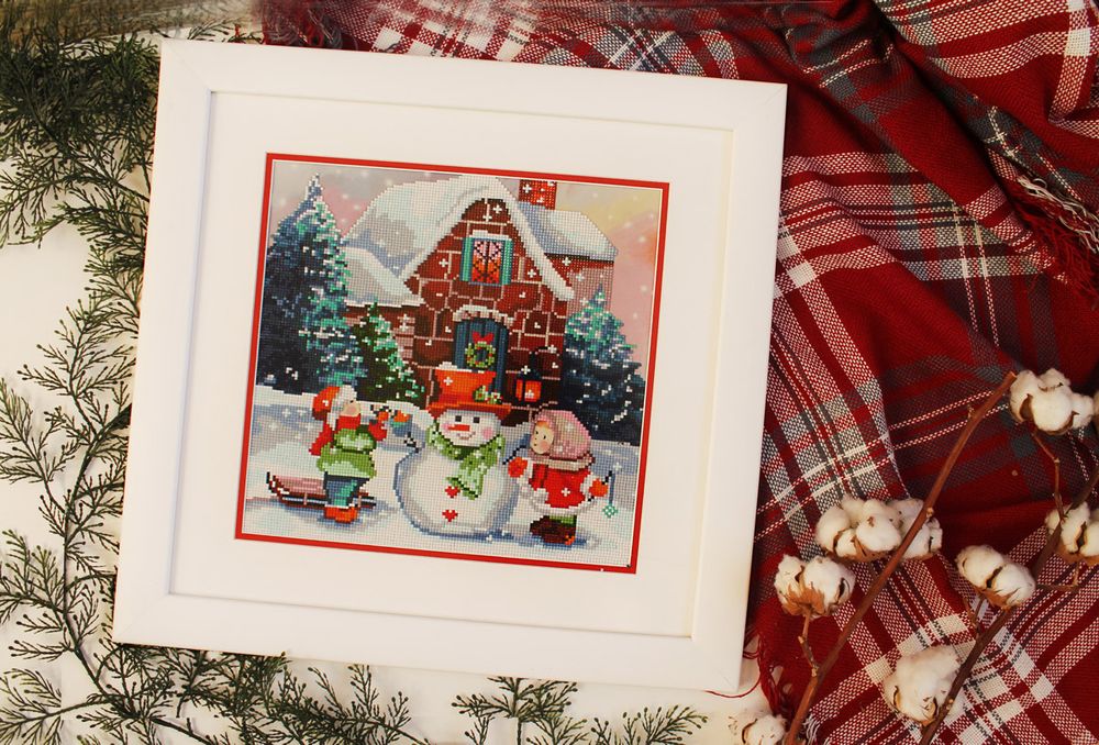 Алмазная (кристальная) мозаика Фрея, Зимние игры, 30х30 см