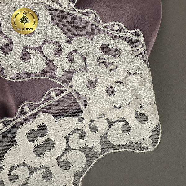 Кружево на сетке широкое арт.TR.2117 100мм цв.белый уп.13,5м, Kruzhevo