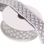 Лента (тесьма) жаккардовая 35.0 мм / 10±0.5 метров, бордюр Плетеный орнамент 35274 V4 серый