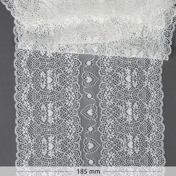 Кружево бельевое эластичное 185 мм / 18 м, 6185, цв.004 белый, Kruzhevo