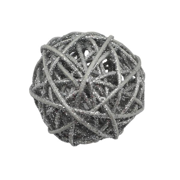 Шары декоративные из ротанга 7см, 6 шт, цв. серебро, BH232DA-B-7